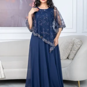 فستان سهره شيفون اضافه تل فصوص كمبيوتر